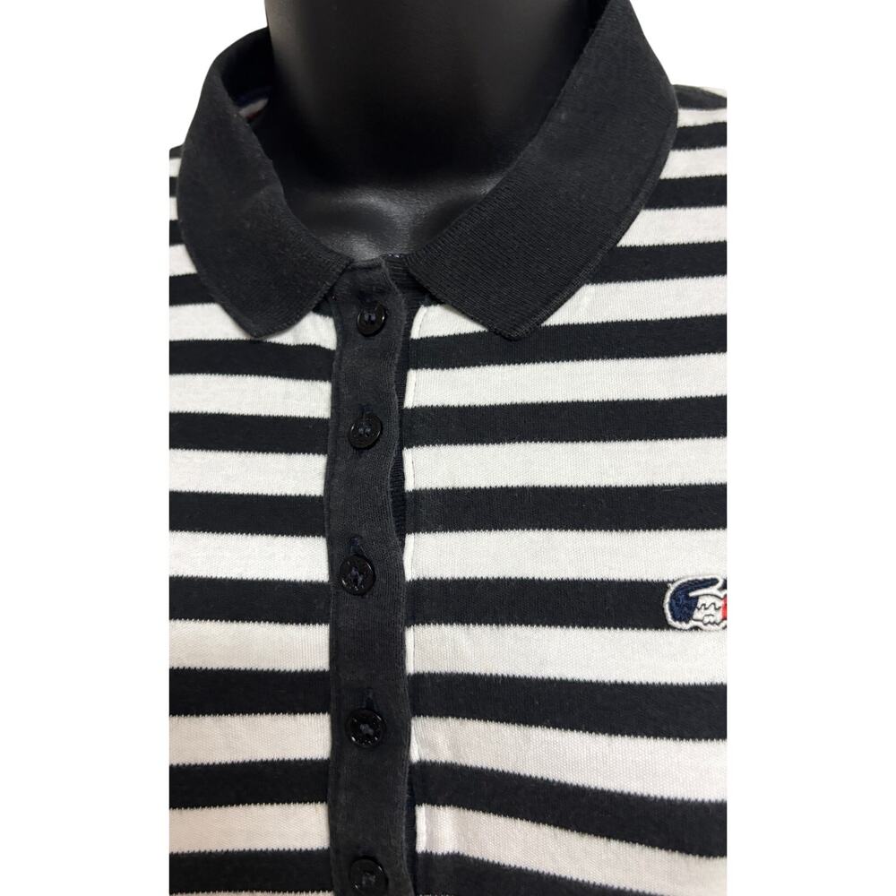 Lacoste Women Polo Pullover Dress Size 36 Blue White Stripe Long Sleeve VGUC - Picture 5 of 12